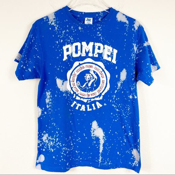 Custom Bleached Pompéi Italia Travel Tee Sz S - Picture 1 of 4